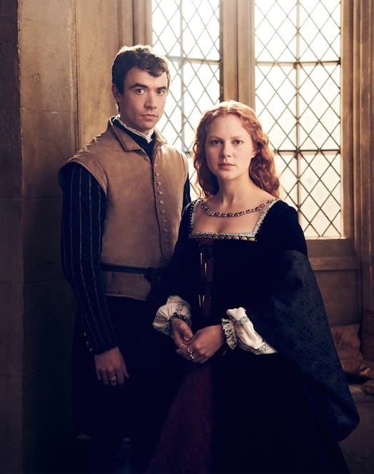 Alicia Von Rittberg as Elizabeth Tudor and Jamie Blackley as Robert Dudley in 'Becoming Elizabeth'