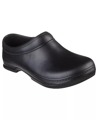 Sketcher's summer clogs in matte black with cushion-y insoles.