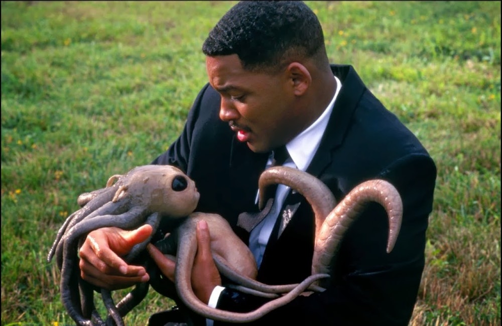 Will Smith after delivering an alien baby in MIB.