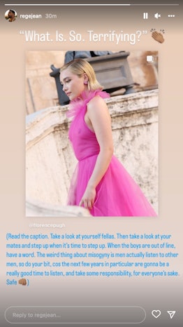 Celebrities defended Florence Pugh's Valentino dress moment from trolls. Screenshot via Instagram