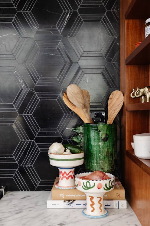 kitchen with pops of color