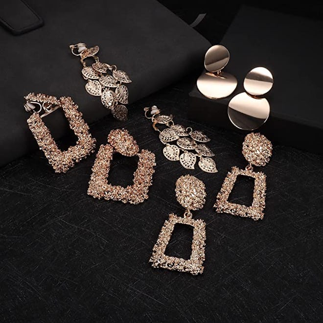 FUNRUN Jewelry Clip On Drop Earrings Set