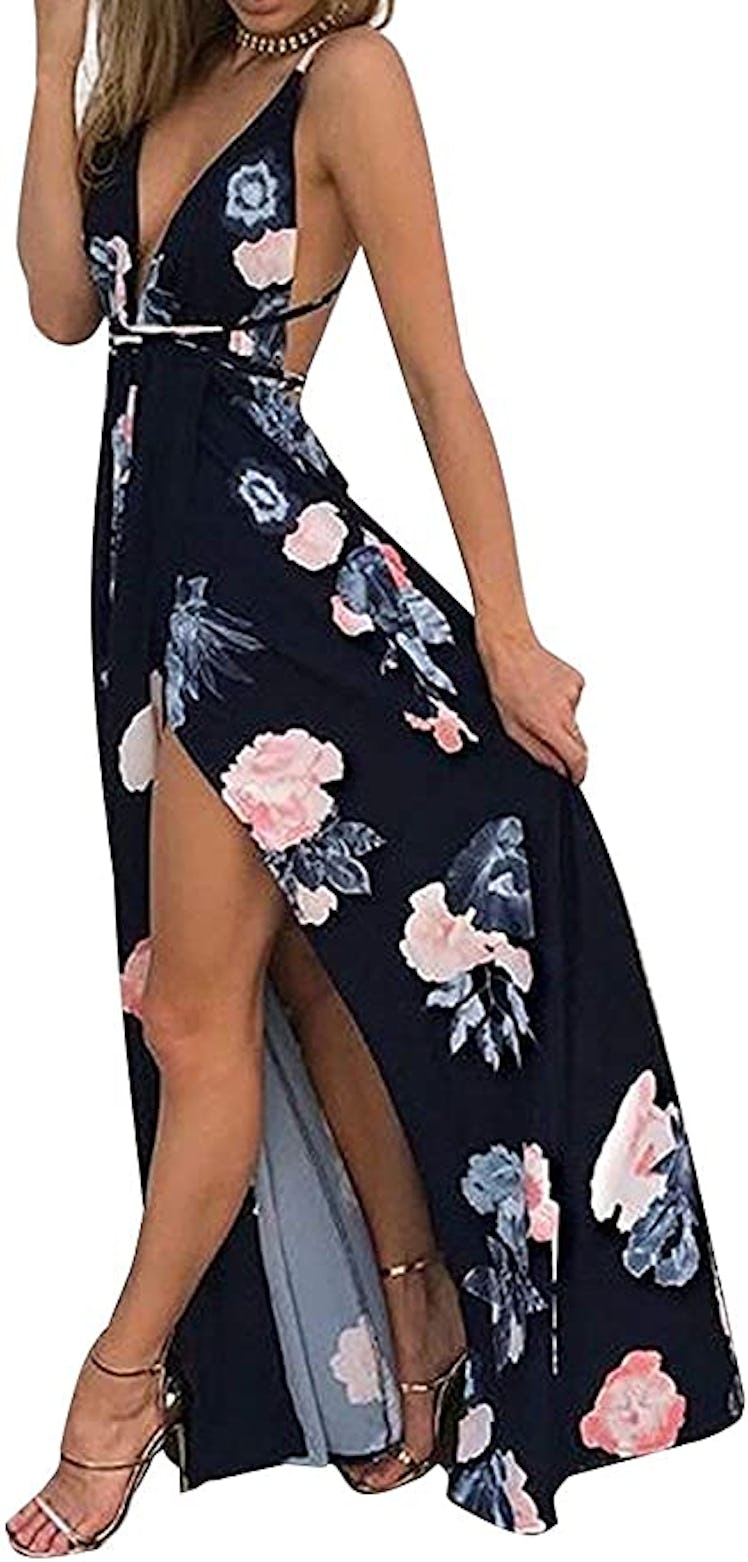 BerryGo Low Back Floral Maxi Dress is a long summer dress for summer 2022