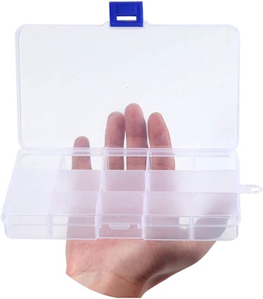 Face gems makeup is easy with Transparent Plastic Grid Box Storage Organizer
