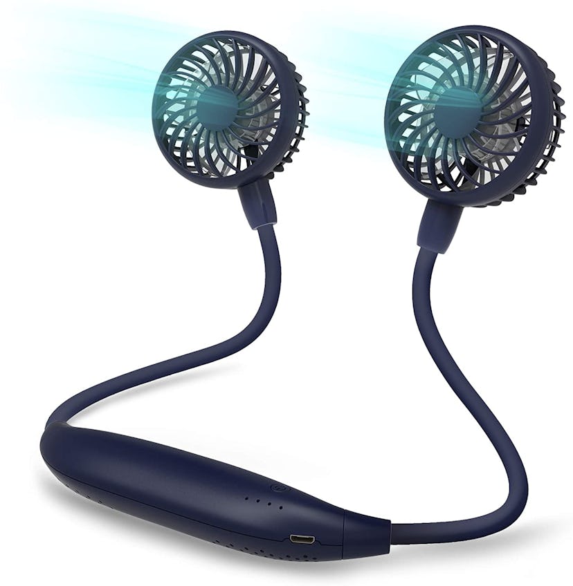 portable neck fan with two attached fans from comlife