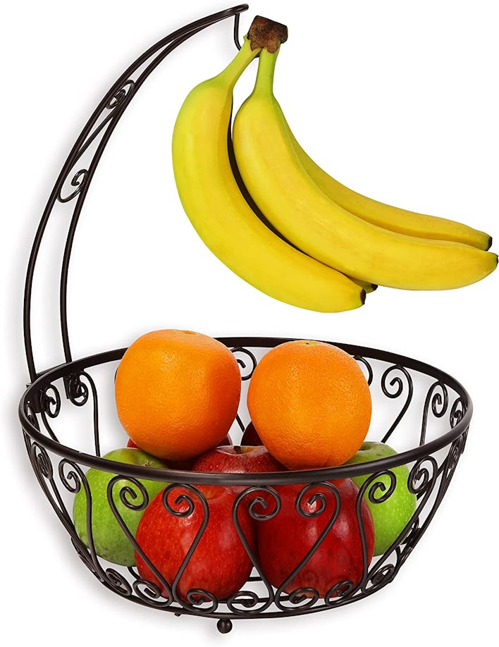 SimpleHouseware Fruit Basket Bowl with Banana Tree Hanger