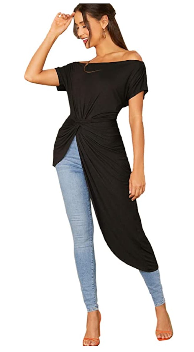 SheIn Asymmetrical Twist Front Off Shoulder Top
