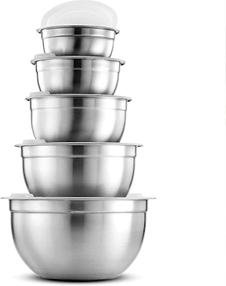 FineDine Stainless-Steel Mixing Bowls with Airtight Lids (Set of 5) 
