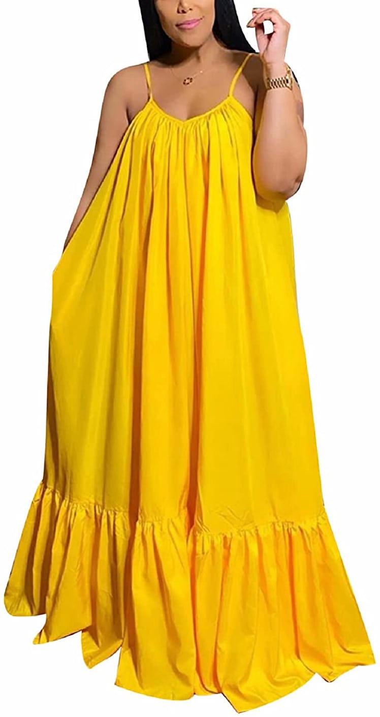 AdoGirl Spaghetti Strap Dress With Rouching is a long summer dress for summer 2022