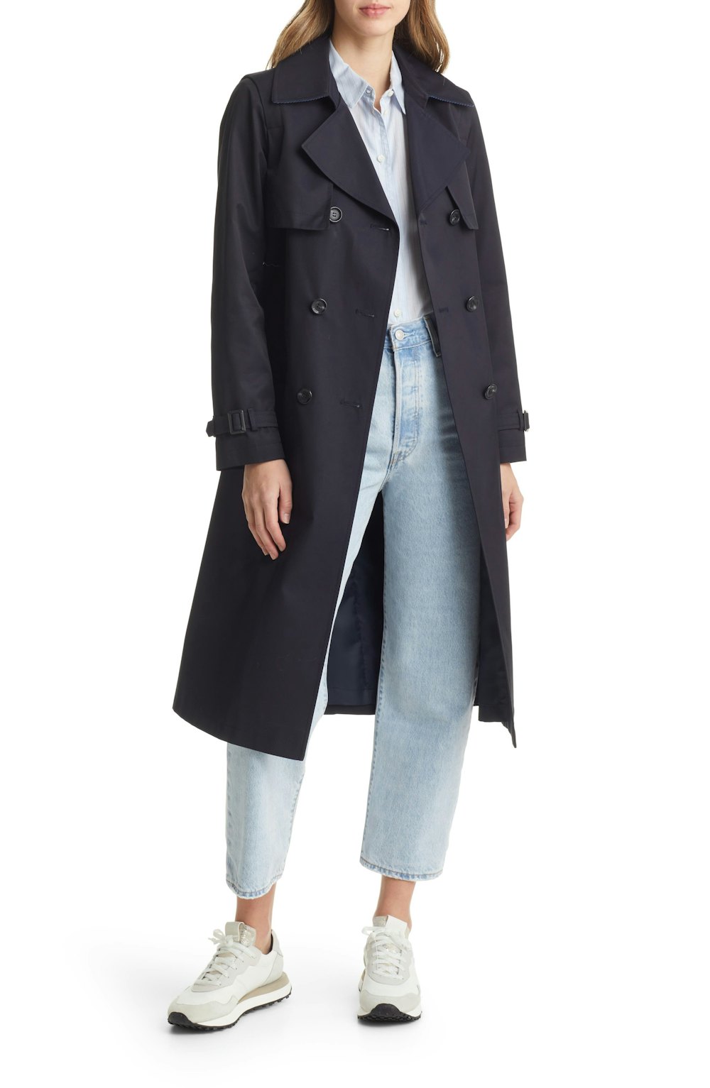 Water Repellent Double Face Cotton Blend Trench Coat