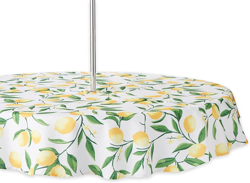 DII lemon bliss tablecloth, an affordable patio decor find