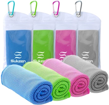 mulitcolored 4 pack of sukeen cooling towels