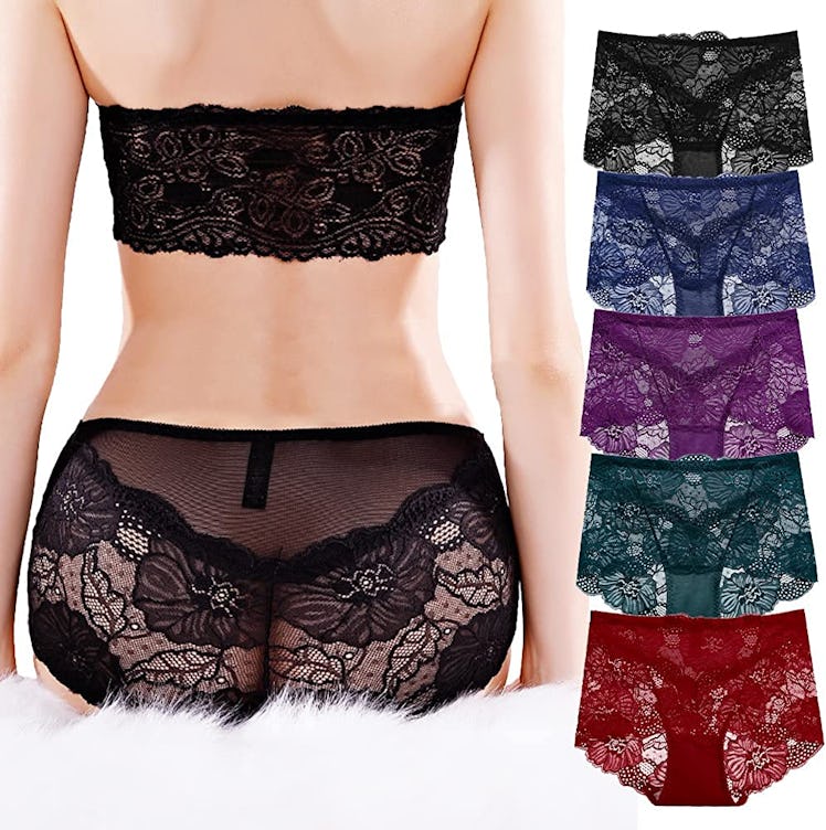 Pholeey High Rise Lace Underwear (5-Pack)