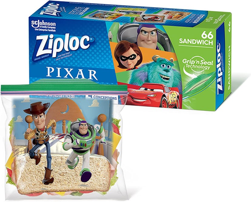 ziploc box with Pixar characters on it