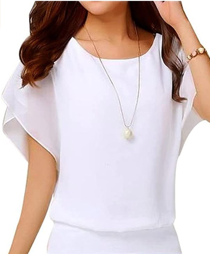 VIISHOW Short Sleeve Chiffon Blouse