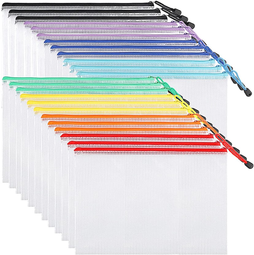 rainbow color selection of plastic mesh bags