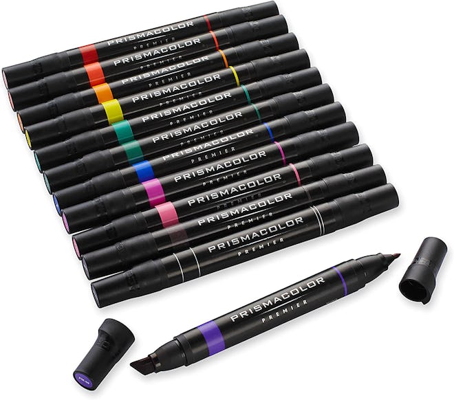 With both fine point and chisel tips, these Prismacolor markers are some of the best markers for adu…