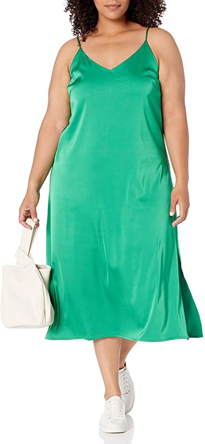 The Drop Women&rsquo;s Ana Silky V-Neck Midi Slip Dress