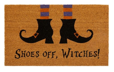 The Elrene Home Fashions Shoes Off Witches Novelty Halloween Coir Doormat is a Halloween item availa...