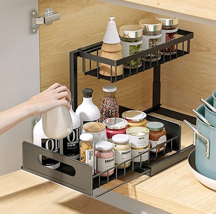 A TidyEasy 2-Tier Cabinet Organizer with Sliding Drawer is on sale for 33% off on Amazon Prime Day 2...