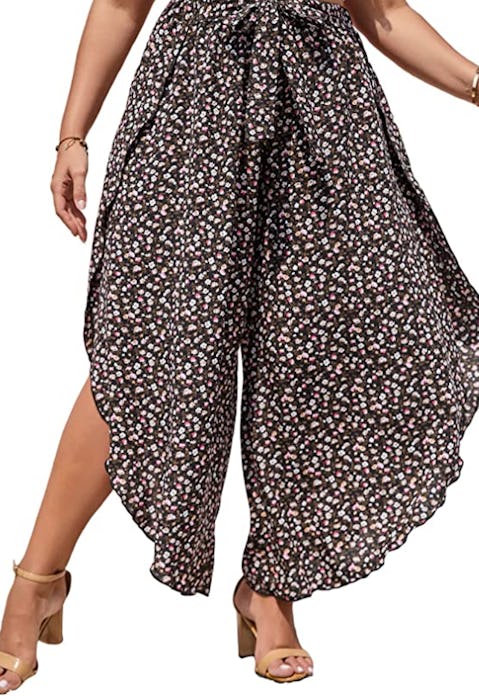 MakeMeChic Split Flowy Wide Leg Pants