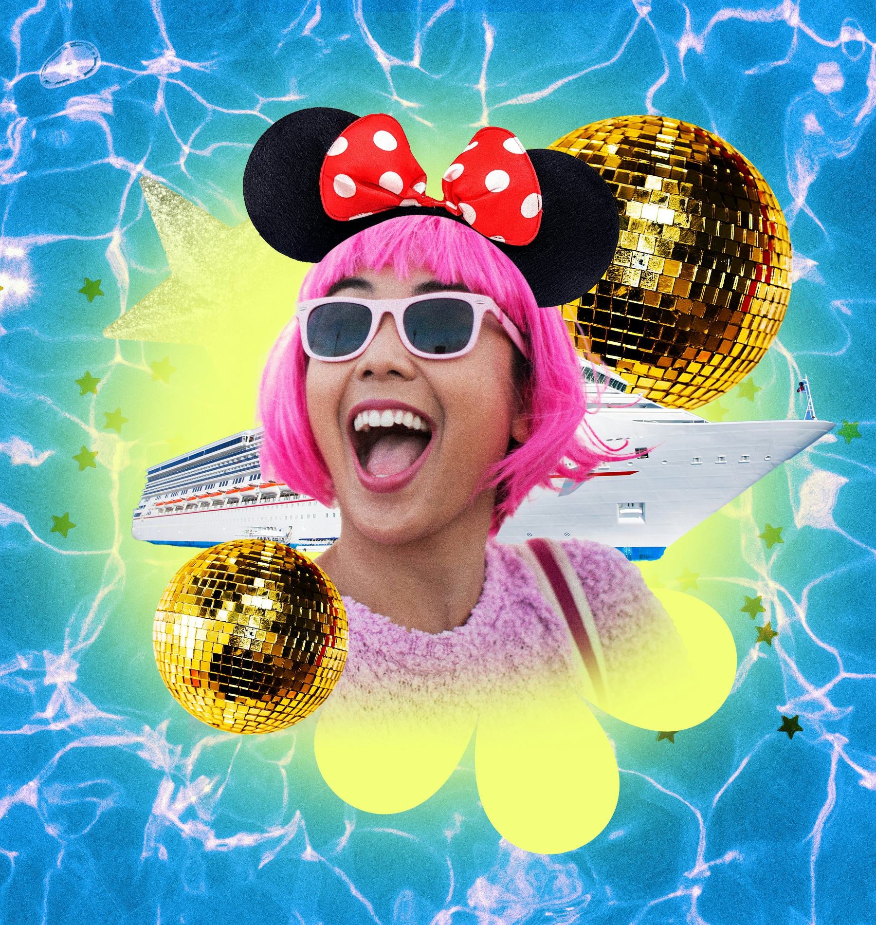 Young woman with pink hair and Mickey ears, ahead of testing out the must-see experiences on the Dis...