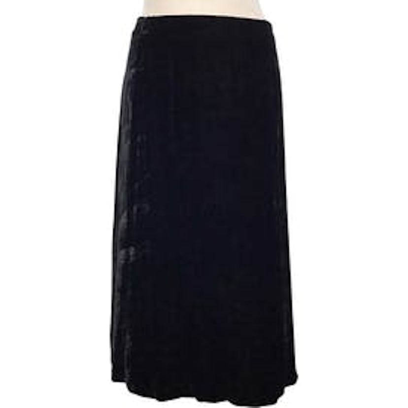 Vintage 90s Black Silk Velvet Maxi Skirt