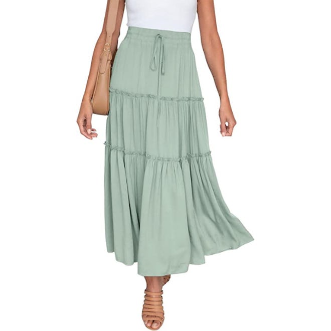 VTSGN A-Line Ruffle Maxi Skirt