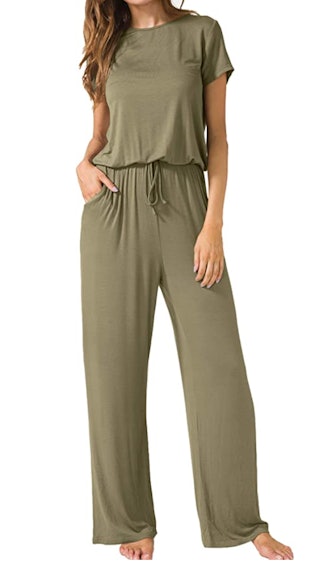 LAINAB Wide Leg Short Sleeve Jumpsuit with Pockets