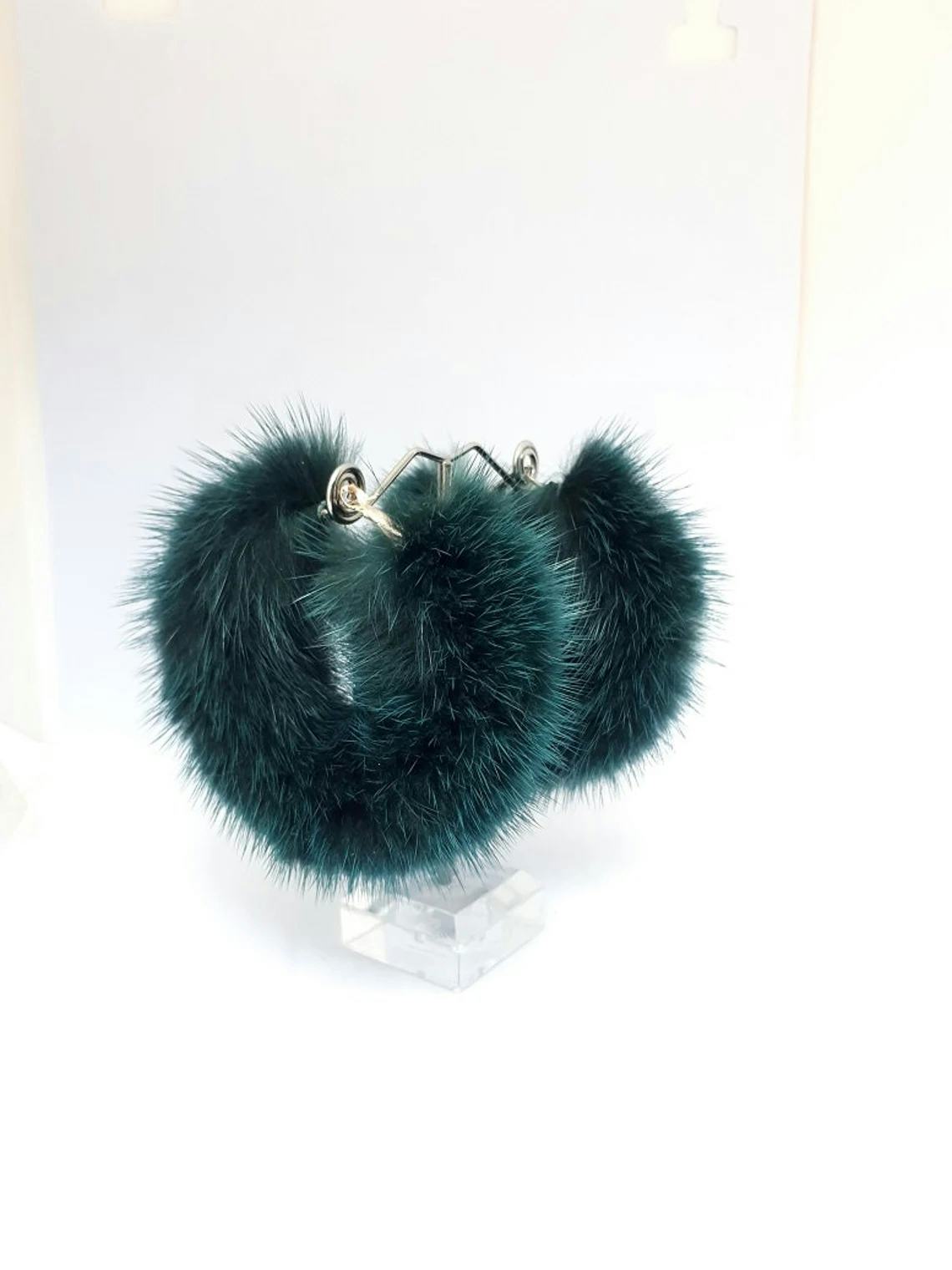 Green Fur Earrings