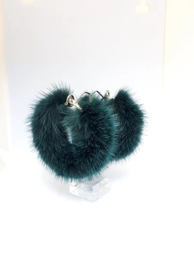 Green Fur Earrings