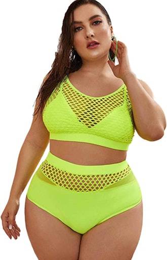 Women's Plus Size Fishnet Bikini Set