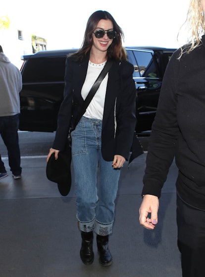 Anne Hathaway Wore Flattering Wide-Leg Jeans in Paris