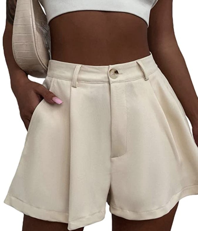 Verdusa High Waist Pleated Wide Leg Shorts