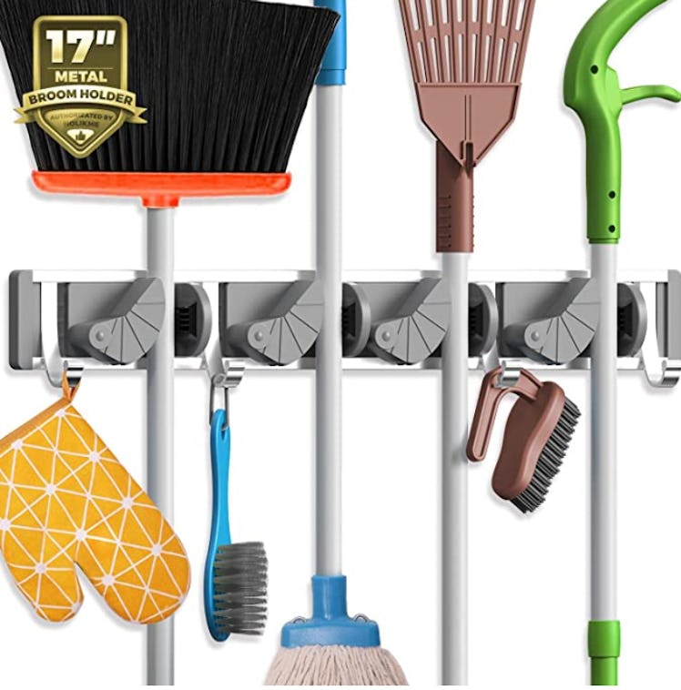 A Holikme Mop Broom Holder Wall Mount is on sale for 50% off on Amazon Prime Day 2022.
