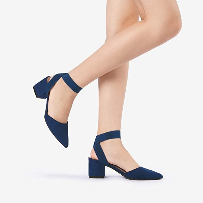 DREAM PAIRS ANNEE Pointed Toe Chunky Heels