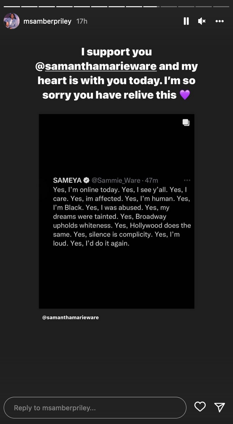 Amber Riley responded to Lea Michele&rsquo;s casting announcement in &lsquo;Funny Girl.&rsquo; Screenshot via Instagra&hellip;