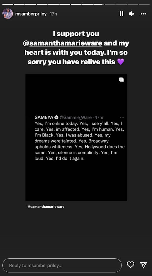 Amber Riley responded to Lea Michele’s casting announcement in ‘Funny Girl.’ Screenshot via Instagra…