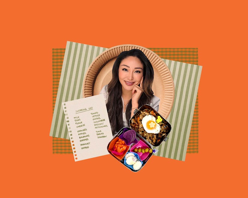 Collage of Michelle Park and boxes of kids’ lunches