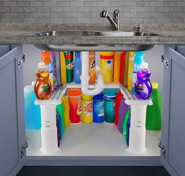 An Expandable Under Sink Organizer And Storage Shelf is on sale for 33% off on Amazon Prime Day 2022...