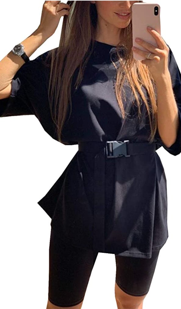 Glamaker Oversized Tee and Bike Shorts Set (2-Piece)