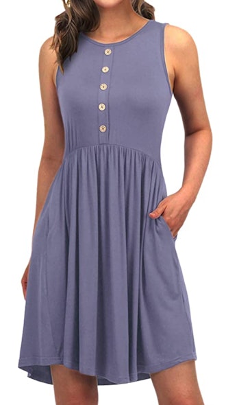 EASYDWELL Sleeveless Button Dress