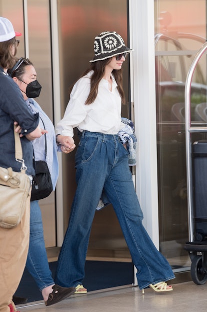 Anne Hathaway is seen leaving Hotel Martinez 