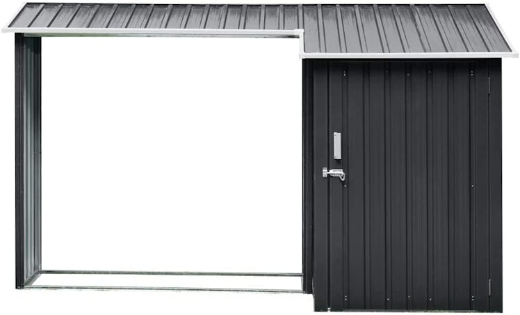 2-in-1 Galvanized Steel Multi-Use Shed with Firewood Storage