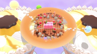 screenshot of obstacle course in Kirby's Dream Buffet