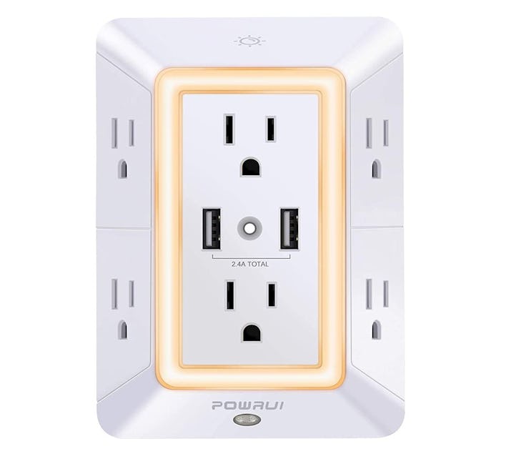 POWRUI 6-Outlet Extender with 2-USB Charging Ports