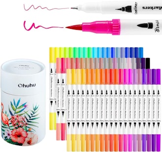 With a cute cylindrical case, these Ohuhu dual-brush markers are some of the best markers for adult ...