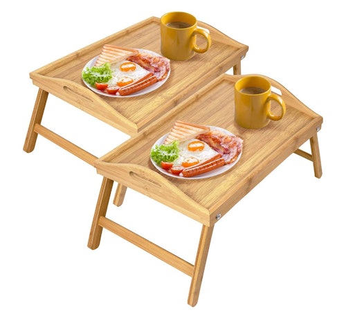 Greenco Bed Tray Table with Foldable Legs (2-Pack)