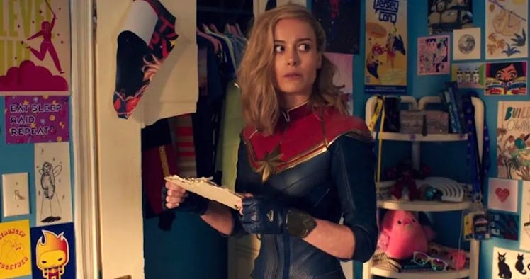 Brie Larson in Ms. Marvel's mid-credits scene as Captain Marvel