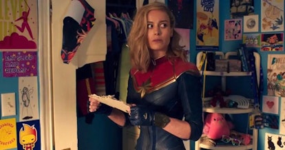 Brie Larson in Ms. Marvel's mid-credits scene as Captain Marvel